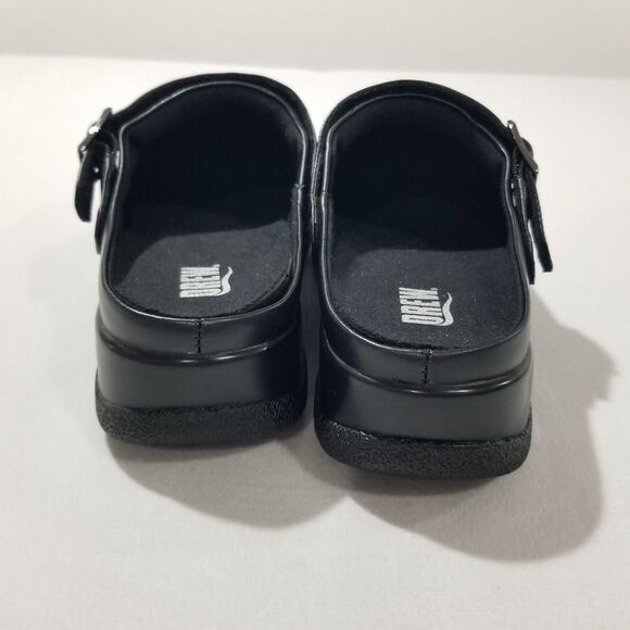 Drew Clogs 7.5 Savannah Black Shoes Womens Ankle Strap Navy Wavy Stretch NEW - Picture 7 of 7